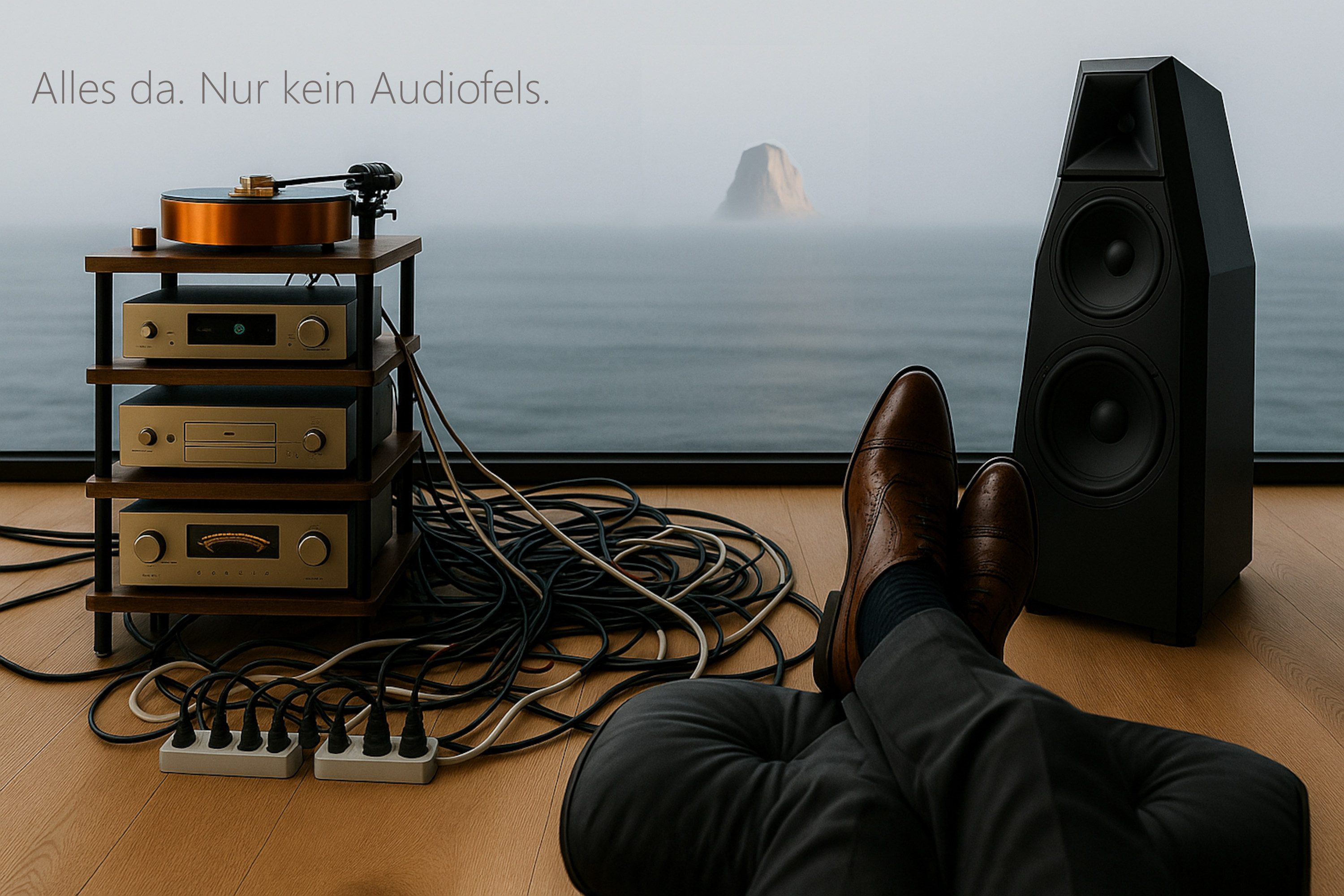 Hörszene mit Audiofels Felsen am Horizont